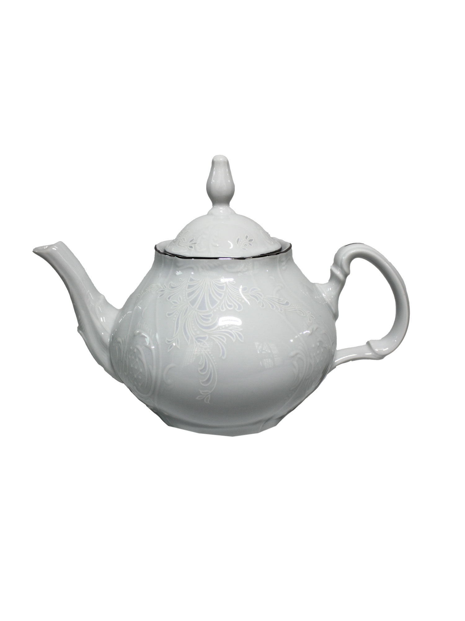 Чайник 1,20 л с крышкой, Бернадот Bernadotte декор Деколь, отводка платина