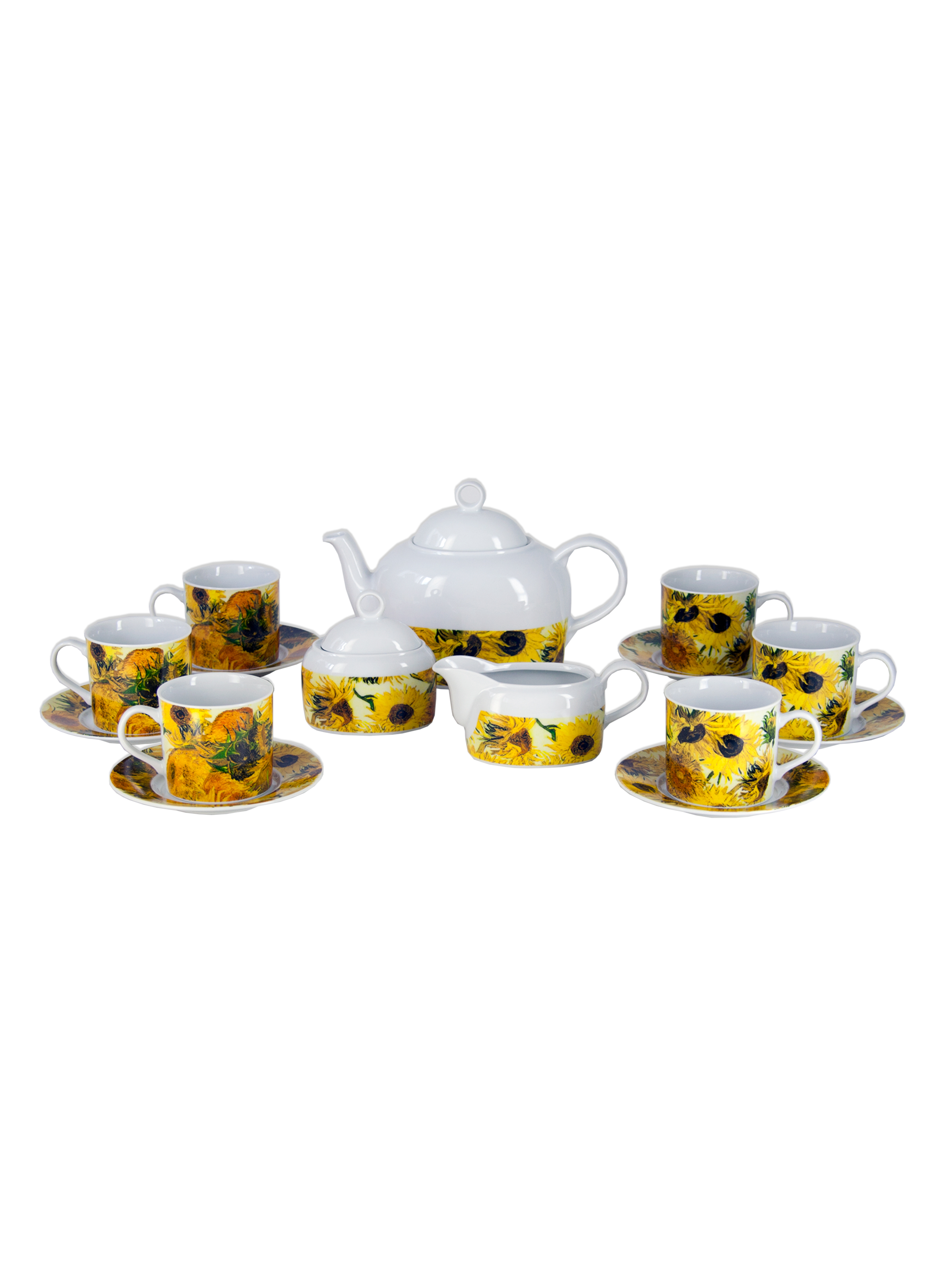 Чайный сервиз Cairo на 6 персон 17 предметов декор Подсолнухи. Фарфор Тхун, Чехия.