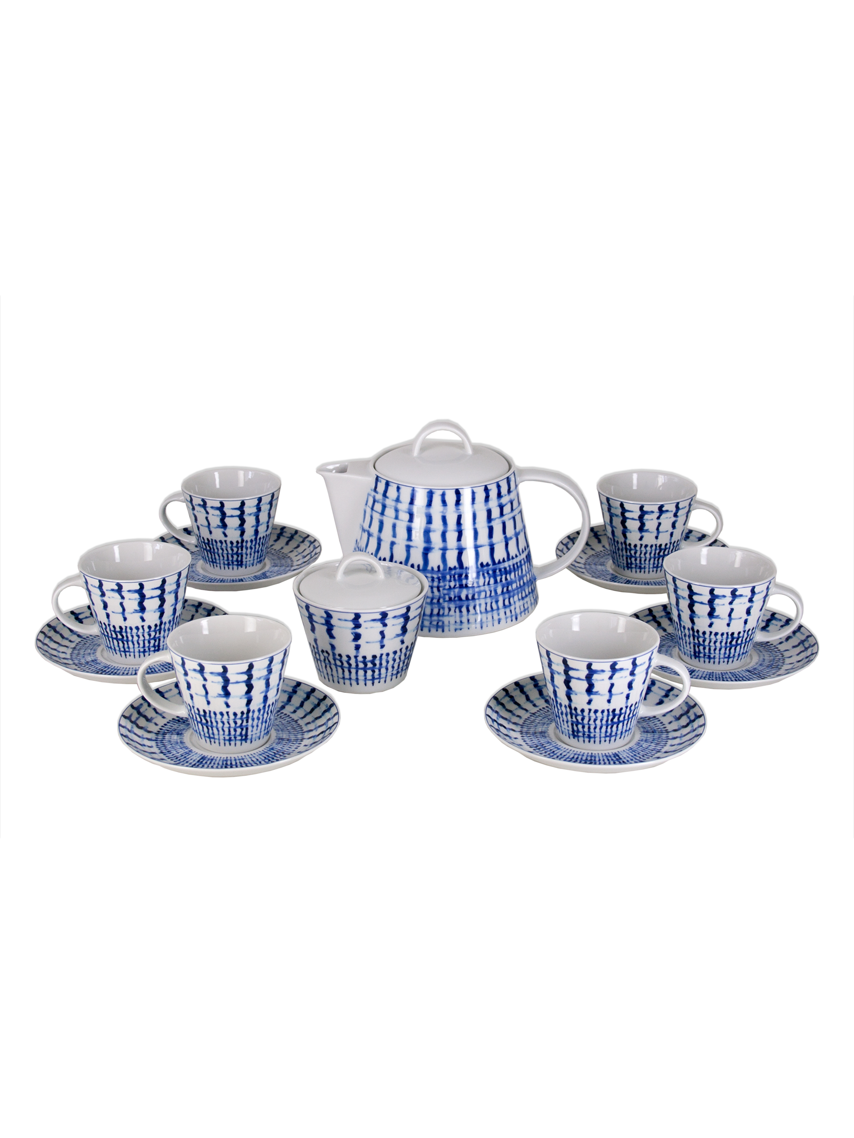 Чайный сервиз Tom на 6 персон 16 предметов декор Синий декор. Фарфор Тхун, Чехия.