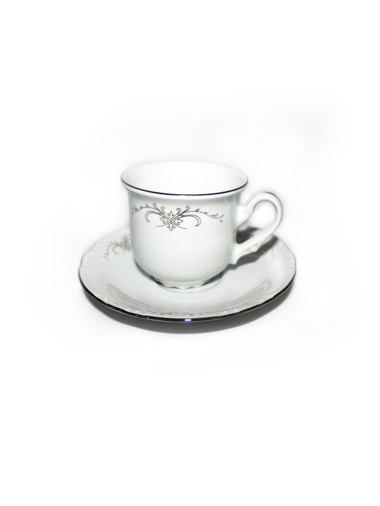 Чашка с блюдцем 135 мм Констанция декор Серый орнамент