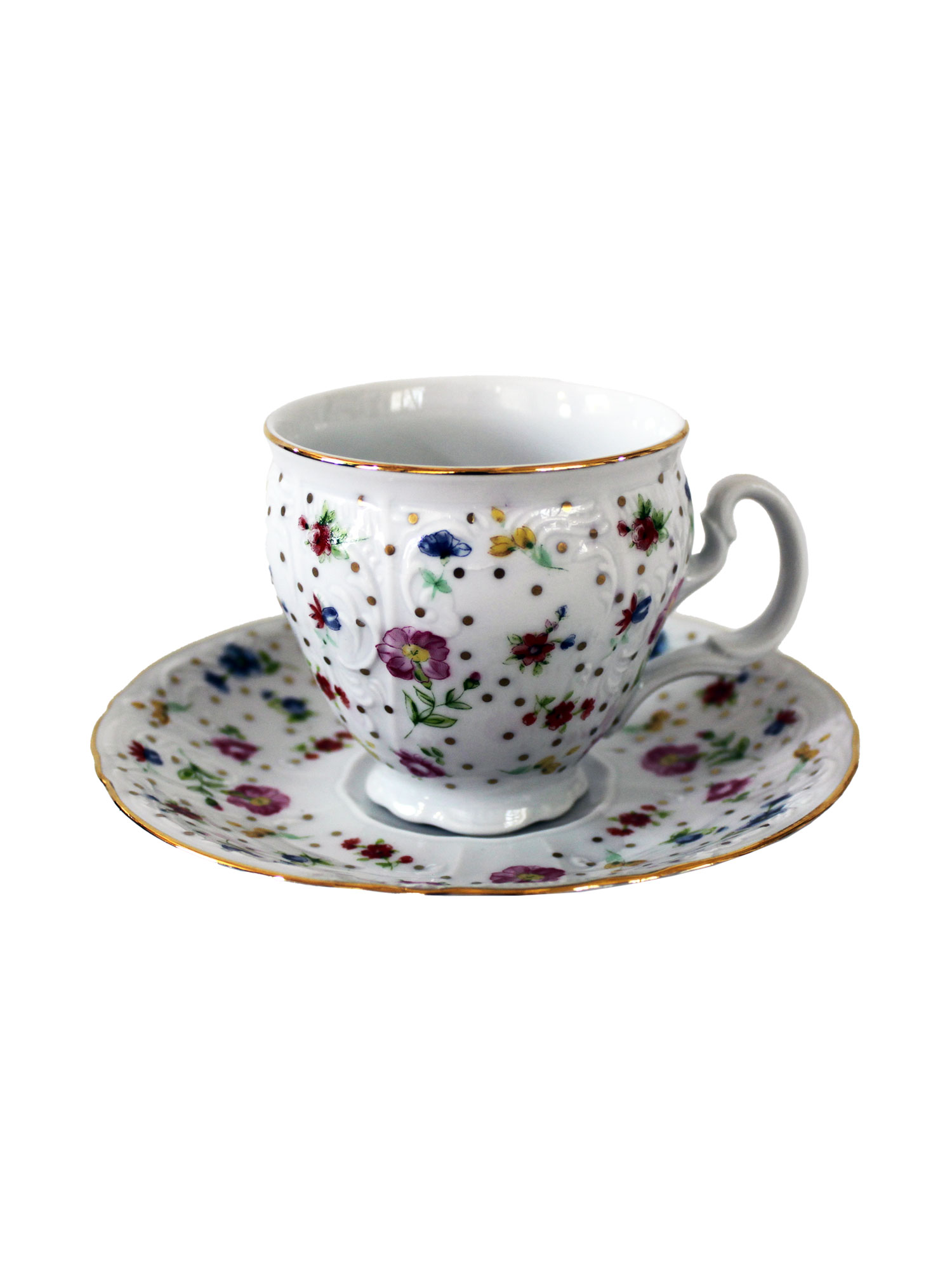 Чашка с блюдцем 140 мм высокая, Бернадот Bernadotte декор Цветочный декор
