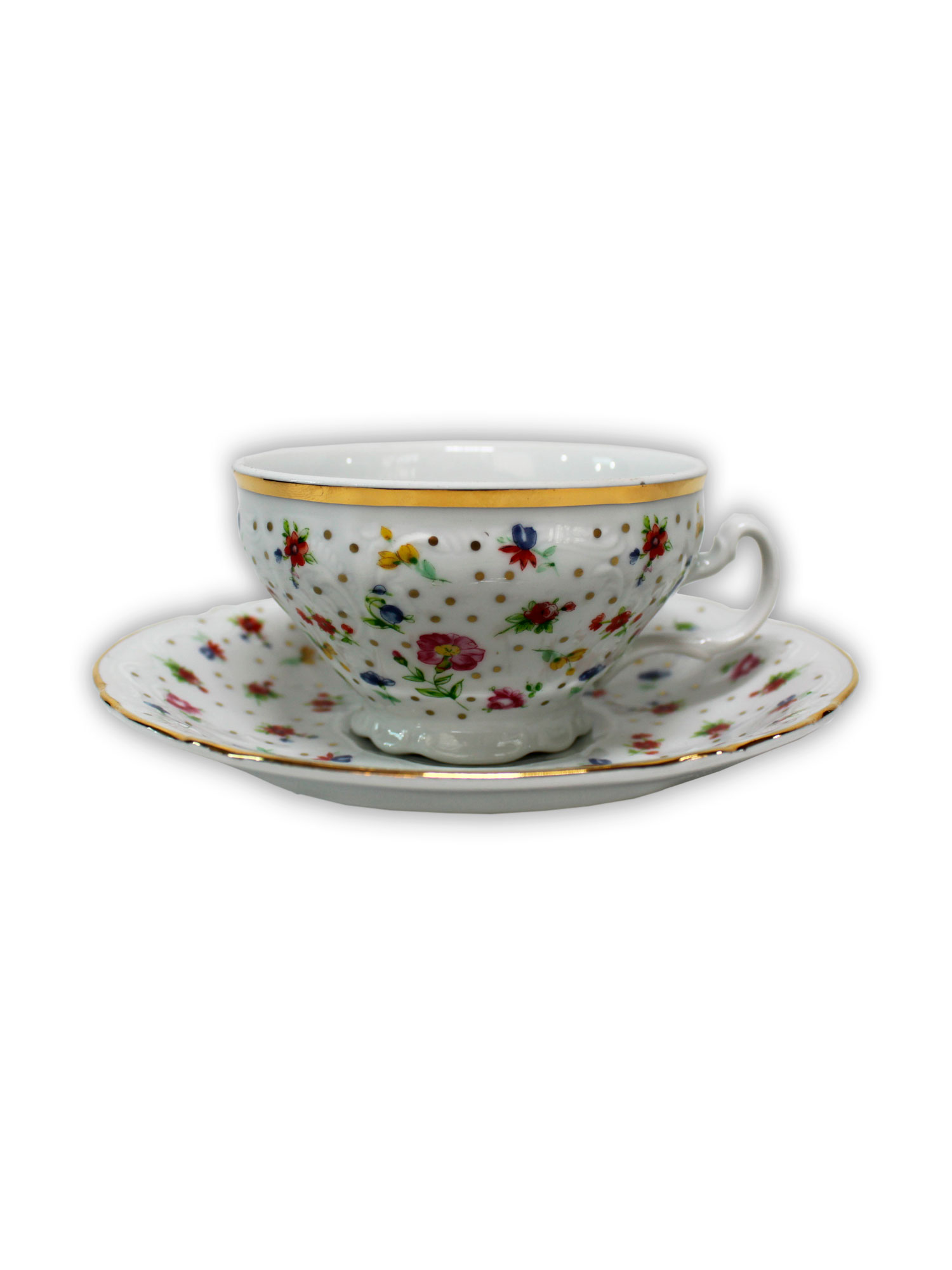 Чашка с блюдцем 155 мм низкая, Бернадот Bernadotte декор Цветочный декор