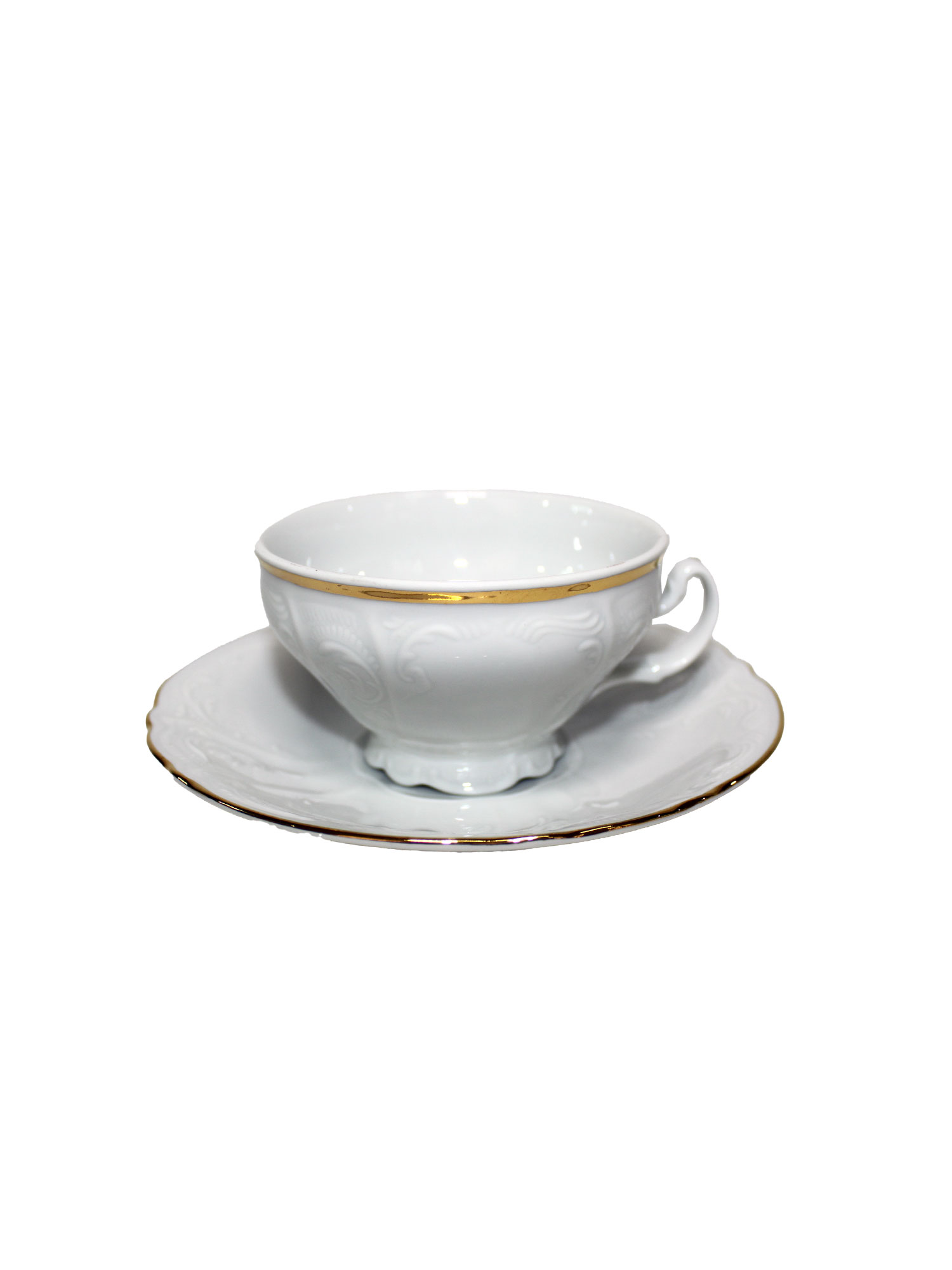 Чашка с блюдцем 155 мм низкая, Бернадот Bernadotte декор Отводка золото