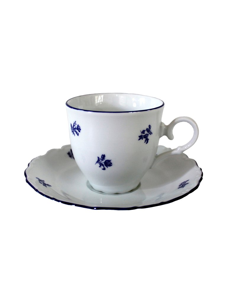 Чашка с блюдцем высокая 155 мм Офелия декор Мелкие синие цветы