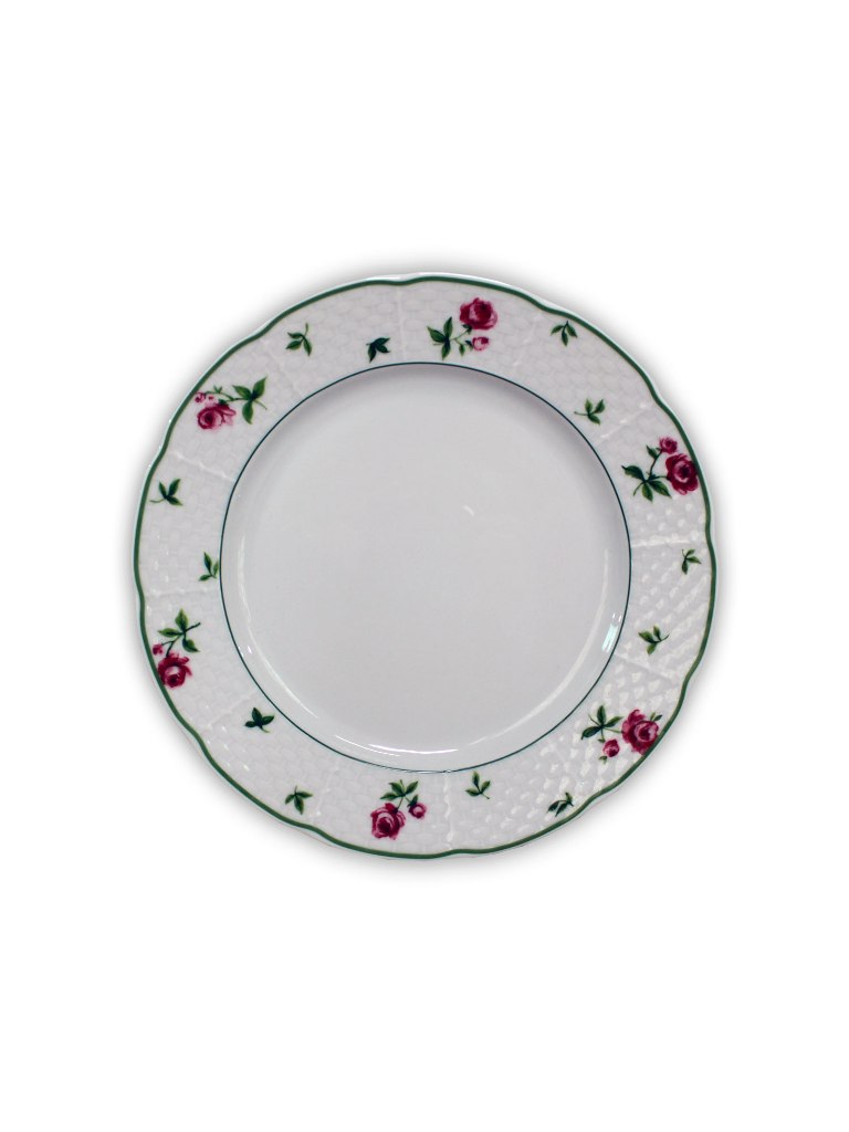 Тарелка десертная Menuet  19 см декор Роза, зеленая отводка