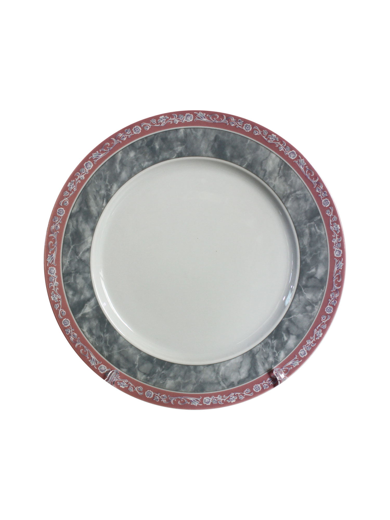 Тарелка мелкая Яна 25 см декор Серый мрамор с розовым кантом