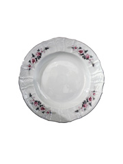 Блюдо глубокое 32см, Бернадот Bernadotte декор Бледные розы, отводка платина