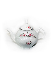 Чайник 1,20 л с крышкой, Бернадот Bernadotte декор Бледные розы, отводка платина