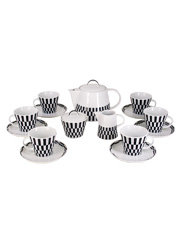 Чайный сервиз Tom на 6 персон 17 предметов декор Черно -белые полоски. Фарфор Тхун, Чехия.
