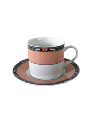 Чашка с блюдцем Cairo155 мм высокая декор Розовый декор, мини кант