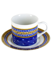 Чашка с блюдцем Cairo155 мм высокая декор Сине-желтые полоски