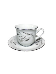 Чашка с блюдцем Констанция155 мм высокая декор Серебрянные колосья