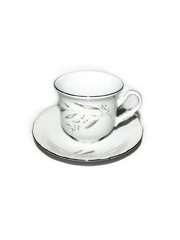 Чашка с блюдцем Констанция155 мм высокая декор Серый орнамент