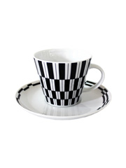 Чашка с блюдцем Tom174 мм высокая декор  Черно -белые полоски