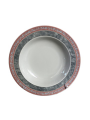Тарелка глубокая Яна 22 см декор Серый мрамор с розовым кантом