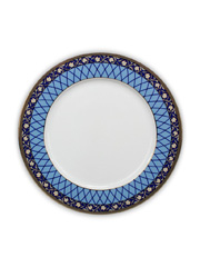 Тарелка мелкая Cairo 25 см декор Сетка на синем, отводка платина